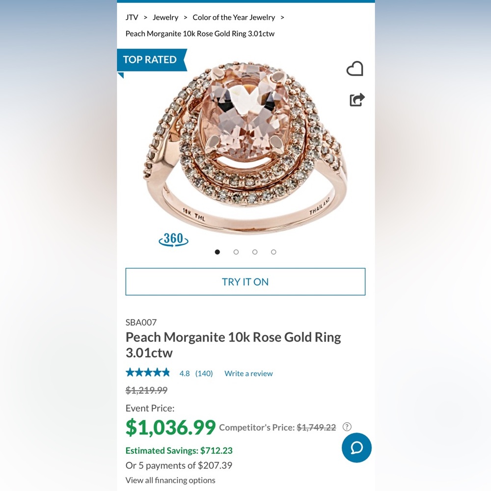 Morganite Ring 10kt Rose Gold - Picture 6 of 6